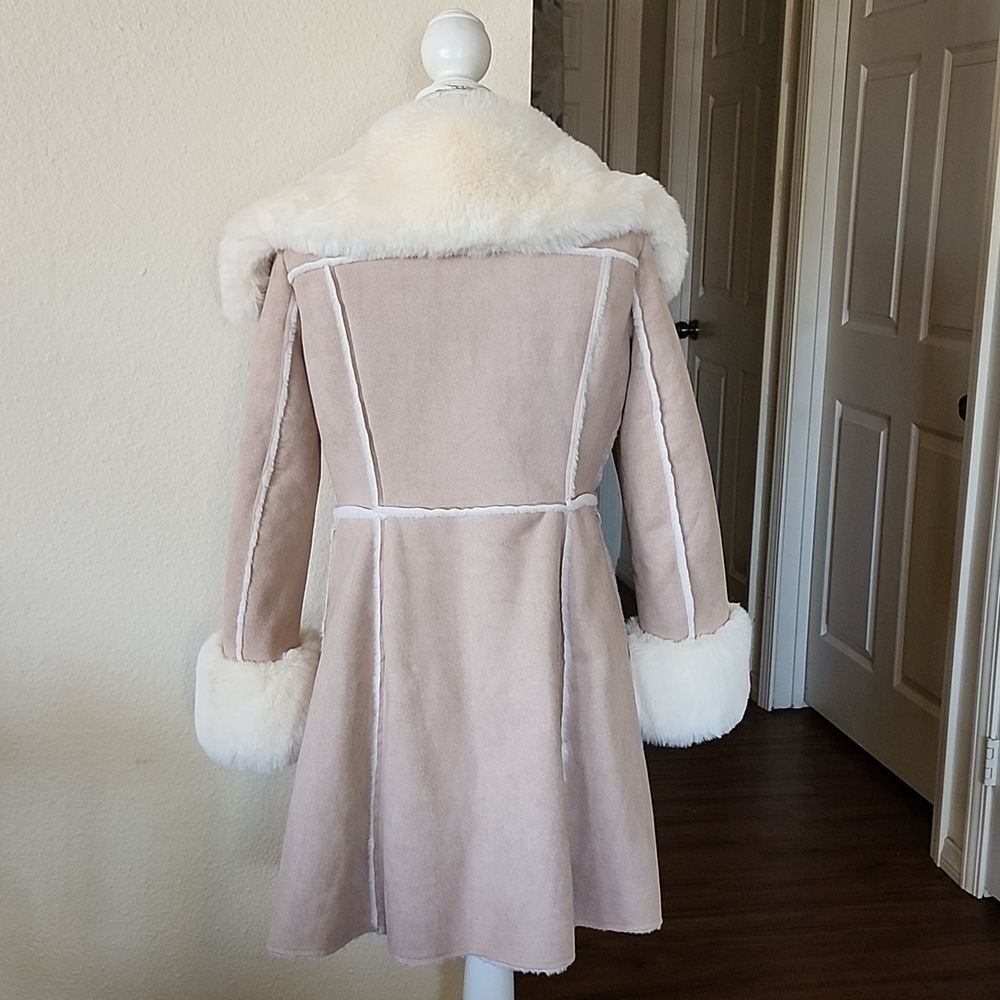 Venus Faux Suede and Shearling Chic Stylish Penny Lane Coat Size 4 - Picture 4 of 8